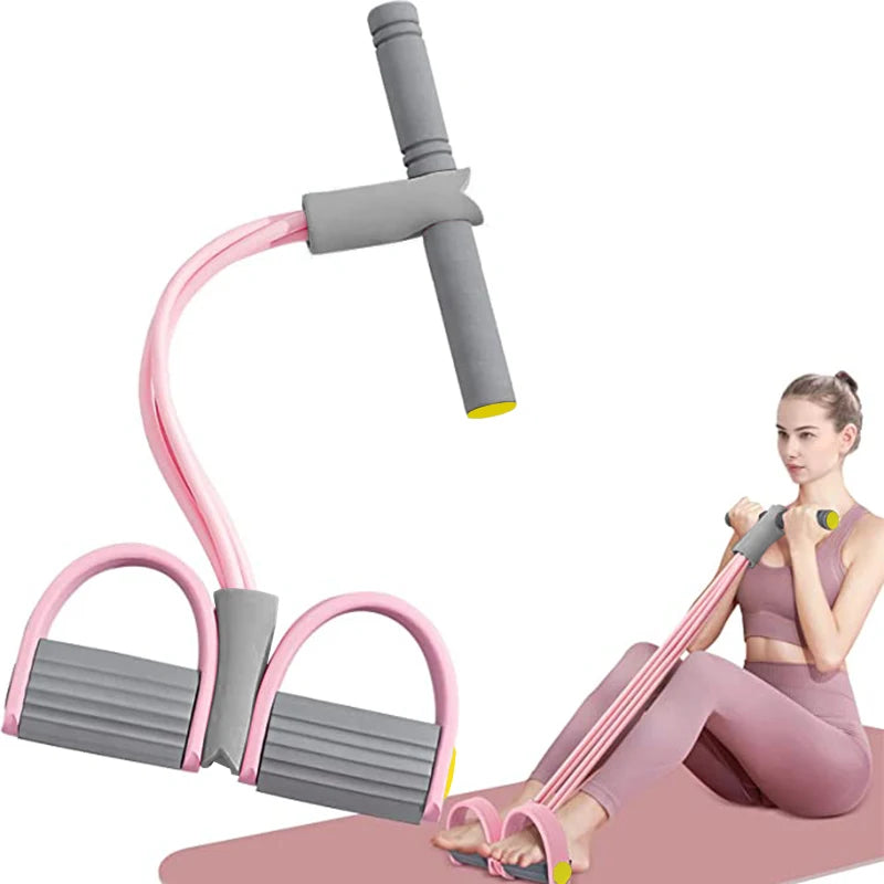 Bandas de Resistência 4-Tubo Yoga Pedal Puller Banda de Resistência Corda Elástica Equipamento de Fitness para Treinamento de Abdômen Cintura Braço
