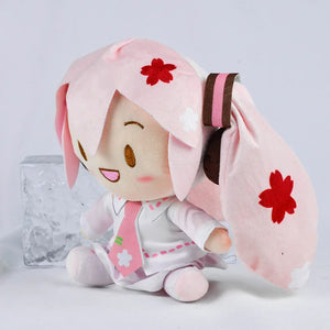 Desenho animado 20cm Boneca de pelúcia Hatsune Miku Brinquedo Anime sakura Miku snow Miku Personagem Kawaii Posição sentada Fufu Presente de Natal para crianças