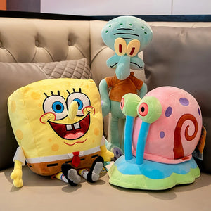 Boneco de Pelúcia Anime Spongebob Peluches Boneco Squarepants Patrick Star Squidward Eugene Krabs Gary Kawaii Brinquedo de Pelúcia de Desenho Animado