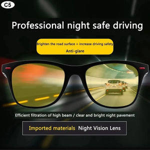 Óculos de Visão Noturna com Armação de PC Óculos de Sol Polarizados para Homens Óculos de Sol para Esportes ao Ar Livre Óculos de Visão Noturna para Motoristas Óculos de Proteção