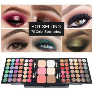 Paleta de Sombras Glitter 40/74/78 Cores Matte à Prova d'Água Longa Duração Pó Compacto Kit de Cosméticos Ferramentas de Maquiagem para Mulheres Fashion