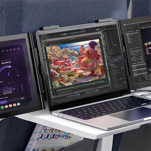 Monitor Portátil Duplo Amoudo de 14 Polegadas 1920*1080P IPS Monitor Triplo Portátil com Porta USB-C para Laptops de 14-16,5" Windows/Mac Xbox