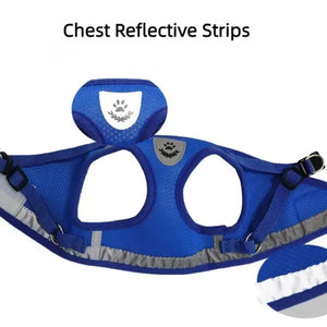 Conjunto de Coleira e Guia para Gato Ajustável Refletiva à Prova de Fuga Colete de Malha para Animais de Estimação Coleira para Filhote de Cachorro Pequeno Gato Suprimentos para Animais de Estimação