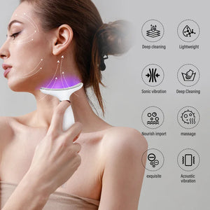 Massageador Facial e de Pescoço de 7 Cores EMS com Microcorrente para Rosto, Pescoço e Ombros, Dispositivo de Beleza com Vibração para Cuidados Avançados com Rosto, Pescoço e Ombros