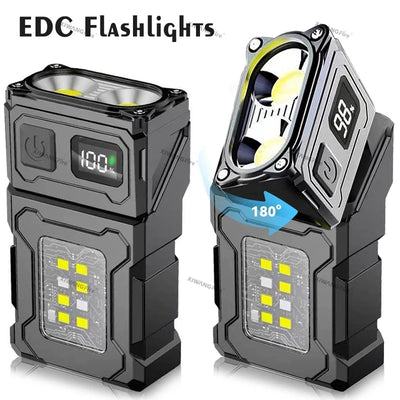 Lanterna LED Recarregável por USB MINI Portátil com Ímã na Cauda Luz de Trabalho Super Brilhante Lanterna de Camping Lateral COB Lanterna de Emergência