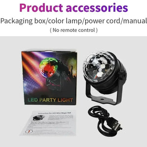 Luz de Disco LED RGB para Palco, Bola DJ Rotativa, Estroboscópio, Controle Remoto, Controle de Som, Dança Mágica, Carro de Natal, Presente de Festa, Lâmpada de Show a Laser para Clube
