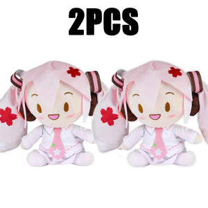 Desenho animado 20cm Boneca de pelúcia Hatsune Miku Brinquedo Anime sakura Miku snow Miku Personagem Kawaii Posição sentada Fufu Presente de Natal para crianças