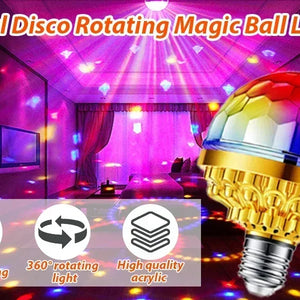 Luz de Disco LED RGB para Palco, Bola DJ Rotativa, Estroboscópio com Controle de Som, Dança Mágica, Carro de Natal, Presente de Festa, Lâmpada de Show a Laser para Festa em Clube