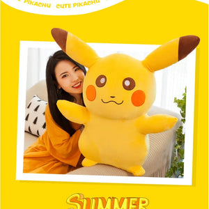 Brinquedos de Pelúcia Pokemon Pikachu de 25cm Kawaii Japão Anime Elfo Boneca de Pelúcia Macia e Fofa Boneca de Cartoon Pikachu Presente de Aniversário para Crianças Meninas