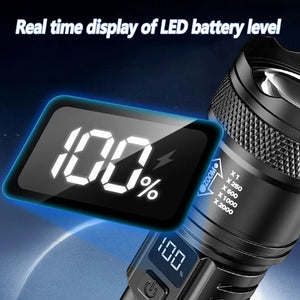 Lanterna Super Brilhante de 100000LM Lanterna Tática LED Recarregável de Longo Alcance para Camping ao Ar Livre, à Prova d'Água, Pesca