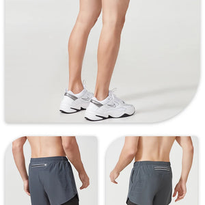 Calções de Corrida Masculinos Secagem Rápida Fitness Pretos de Dupla Camada para Homens Novos para Treino de Esportes e Musculação