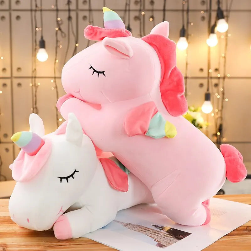 Pônei de Pelúcia Kawaii 25/50cm Brinquedos de Pelúcia Macios e Abraçáveis, Animais Acompanhantes, Presentes de Aniversário para Meninas