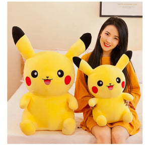 Brinquedos de Pelúcia Pokemon Pikachu de 25cm Kawaii Japão Anime Elfo Boneca de Pelúcia Macia e Fofa Boneca de Cartoon Pikachu Presente de Aniversário para Crianças Meninas