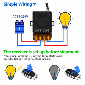 Interruptor de Controle Remoto Universal AC 220V 30A Relé 433mhz Interruptor Sem Fio e Transmissor Liga e Desliga para Luz Lâmpada Bomba de Água Porta