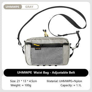 HIKEMAN Dyneema Fiber Waist Pack 1.1L Impermeável UltraLeve Multi Bolso para Ciclismo Corrida Caminhada Camping Esportes ao Ar Livre