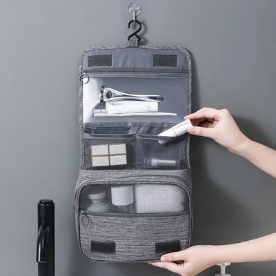 Bolsa de Armazenamento Portátil de Tecido Oxford para Homens, Organizador de Artigos de Higiene, Bolsa de Cosméticos para Mulheres, Necessaire de Viagem Impermeável e Suspensa