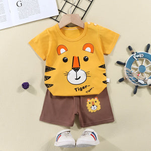 2PCS roupas para mãe e crianças Conjuntos infantis Camiseta Calções Meninos Meninas Verão Algodão Manga curta Roupa para Bebês Crianças Conjunto para Criança