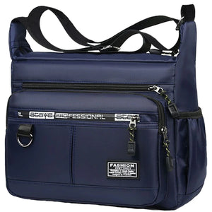Bolsa transversal masculina com bolsos de múltiplas camadas, alça de ombro ajustável, bolsa de ombro única para negócios