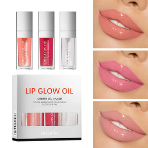 Conjunto de Óleo Labial Hidratante Jelly de Cristal Gloss Labial Volumizador Maquiagem Gloss Labial Sexy Óleo Iluminador Labial Tinta Volumizadora
