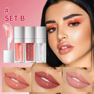 Conjunto de Óleo Labial Hidratante Jelly de Cristal Gloss Labial Volumizador Maquiagem Gloss Labial Sexy Óleo Iluminador Labial Tinta Volumizadora