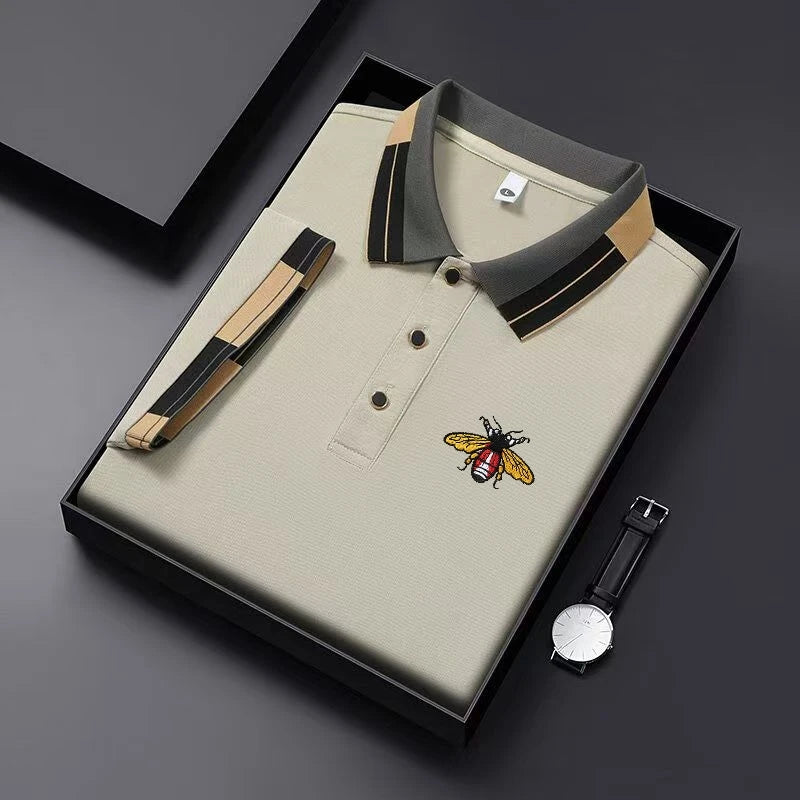 Nova Moda Masculina Camisa Polo de Manga Curta com Colarinho Bordado Verão Nova Camisa Polo Respirável de Manga Curta, Top Masculino de Alta Qualidade para Exterior