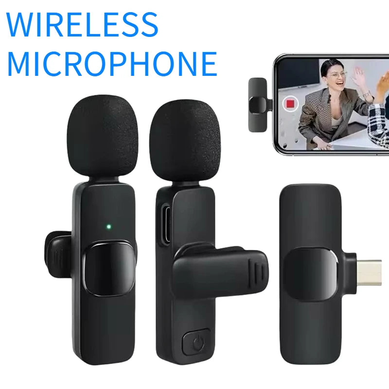 Microfone Lavalier Sem Fio Mini Tipo-C com Redução de Ruído Para Gravação em Android/iPhone, Transmissão ao Vivo, Entrevistas