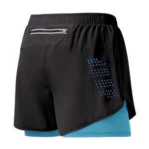 Calções de Corrida Masculinos Secagem Rápida Fitness Pretos de Dupla Camada para Homens Novos para Treino de Esportes e Musculação