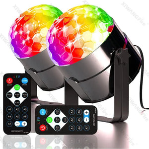 Luz de Disco LED RGB para Palco, Bola DJ Rotativa, Estroboscópio com Controle de Som, Dança Mágica, Carro de Natal, Presente de Festa, Lâmpada de Show a Laser para Festa em Clube