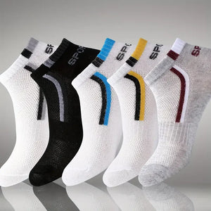 30 Pares de Meias Masculinas Meia de Malha Respirável Curta Casual Meias de Esporte com Bloco de Cores Meias Esportivas Absorvem Suor Tornozelo