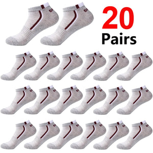 30 Pares de Meias Masculinas Meia de Malha Respirável Curta Casual Meias de Esporte com Bloco de Cores Meias Esportivas Absorvem Suor Tornozelo