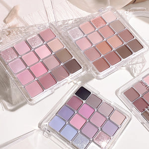 Paleta de sombras mágicas de pôr do sol de dezesseis cores, pérola, mate, tons terrosos, maquiagem coreana