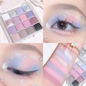 Paleta de sombras mágicas de pôr do sol de dezesseis cores, pérola, mate, tons terrosos, maquiagem coreana
