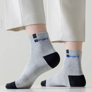 Cotton Sock for Men Sport Breathable Soft Letter Fashion Sneakers High Elastic Middle Tube Stocking Towel Sox Summer Running