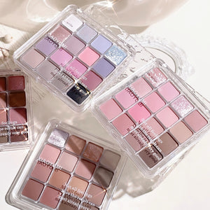 Paleta de sombras mágicas de pôr do sol de dezesseis cores, pérola, mate, tons terrosos, maquiagem coreana