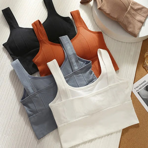 Top de Fitness Sem Costura para Mulheres, Sutiã de Yoga à Prova de Choque, Top de Sutiã Esportivo Push Up, Top de Treino para Academia