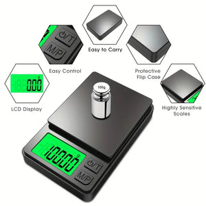 Balança de Precisão de Bolso 1000g X 0,1g - Balança Digital para Gramas, Alimentos, Joias, Onças/Grãos com LCD Retroiluminado - Mini Balança para Viagem