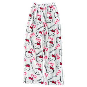 Calças de Pijama Y2K Hello Kitty Sanrio Anime Calças de Pijama Femininas Casal de Desenho Animado Roupas de Dormir para Casa Calças de Lazer Roupas para Casa