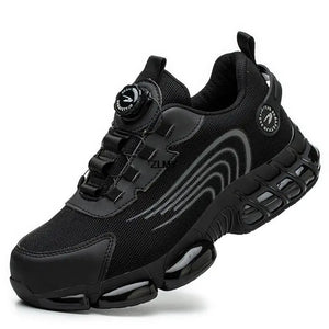 Sapatos de Segurança com Botão Rotativo para Homens, Tênis com Biqueira de Aço, Botas de Trabalho à Prova de Perfuração, Botas de Segurança com Almofada de Ar, Sapatos de Trabalho Esportivos, Botas Antichoque