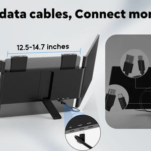 Monitor Portátil Duplo Amoudo de 14 Polegadas 1920*1080P IPS Monitor Triplo Portátil com Porta USB-C para Laptops de 14-16,5" Windows/Mac Xbox