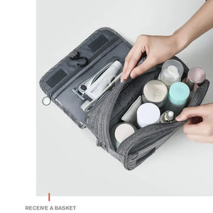 Bolsa de Armazenamento Portátil de Tecido Oxford para Homens, Organizador de Artigos de Higiene, Bolsa de Cosméticos para Mulheres, Necessaire de Viagem Impermeável e Suspensa