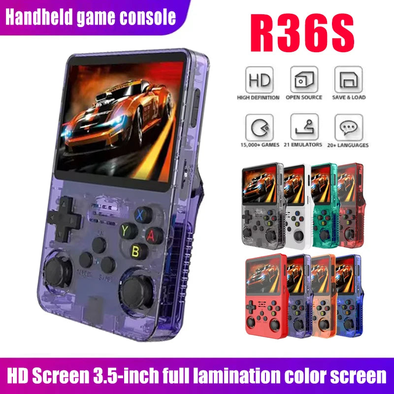 Console de Jogos Portátil Retro R36S - Tela IPS de 3,5 Polegadas, 64GB/128GB/256GB, Dispositivo de Jogos Portátil com Jogos Embutidos