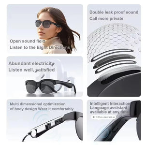Lenovo Óculos Inteligentes 8K HD com IA Tradução Chamadas Sem Mão IA Chat Registro de Música Reprodução de Música Óculos de Sol Inteligentes para Homens e Mulheres NOVO