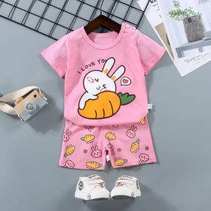 2PCS roupas para mãe e crianças Conjuntos infantis Camiseta Calções Meninos Meninas Verão Algodão Manga curta Roupa para Bebês Crianças Conjunto para Criança