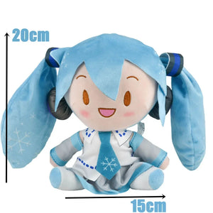 Desenho animado 20cm Boneca de pelúcia Hatsune Miku Brinquedo Anime sakura Miku snow Miku Personagem Kawaii Posição sentada Fufu Presente de Natal para crianças