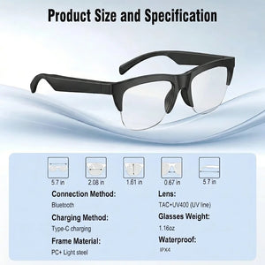 Óculos Inteligentes Fotochromáticos Anti Luz Azul Bluetooth V5.3 Fones de Ouvido para Chamadas HIFI Homens Mulheres Óculos de Sol UV400 Esportes Pesca Trabalho