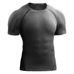 Roupas de fitness para homens, esportes ao ar livre, camiseta de manga curta de secagem rápida, treinamento profissional, corrida, roupas justas e elásticas para yoga.