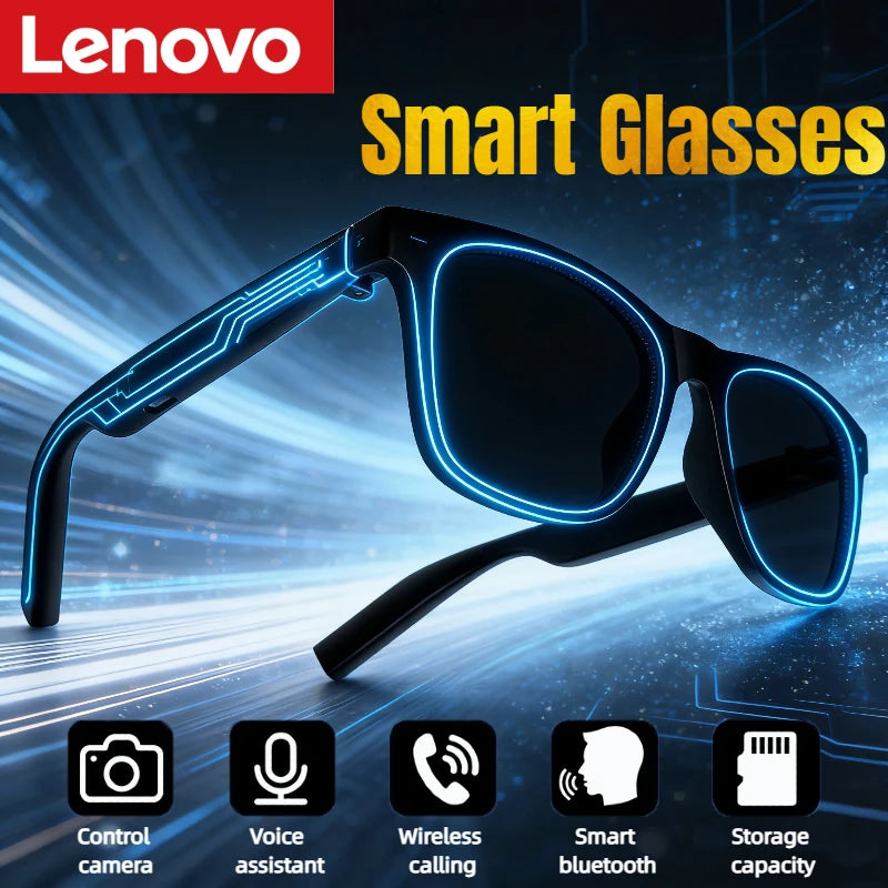 Óculos Inteligentes Lenovo Controle Remoto Toque Câmera de Foto Gravação Tradutor Assistente de Voz Adultos Óculos Bluetooth Sem Fio