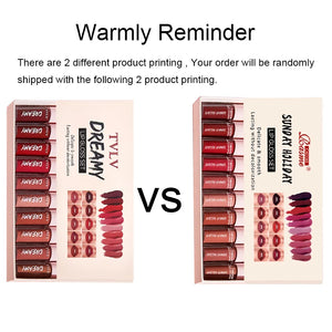 Conjunto de 10 Peças de Gloss Labial Batom de Veludo: Gloss Labial à Prova d'Água e de Longa Duração, Conjunto Hidratante para Mulheres, Presente de Dia dos Namorados