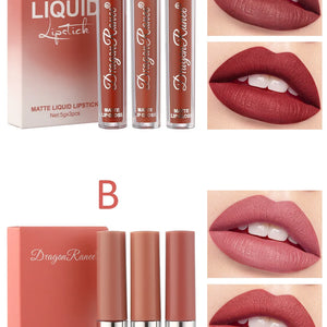 Conjunto de 3 PCS de Batons Líquidos de Longa Duração para Mulheres Cosméticos de Beleza Coreana Batons Matte à Prova d'Água Longa Duração