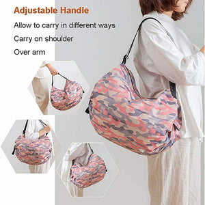 Saco de Armazenamento Dobrável com Alça, Bolsa de Viagem Portátil Camuflada, Sacola de Compras de Grande Capacidade